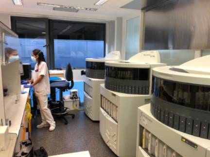 Área de inmunohistoquímica en laboratorio.