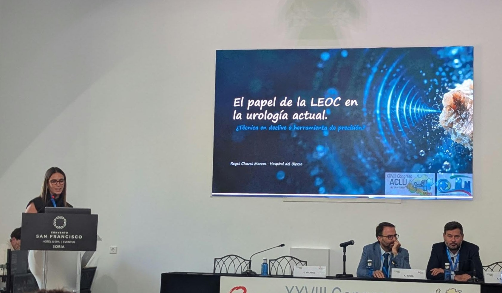 La uróloga del Hospital El Bierzo, Reyes Chaves, en su sesión de litiasis en Soria