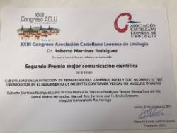 XXIII Congreso Asociación Castellano y Leonesa de Urología 2º Premio Publicación Científica