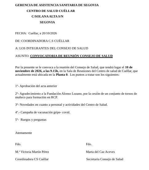 Convocatoria C.S. Zona